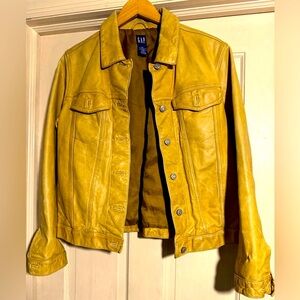 😳So 👉COOL GAP  LEATHER JEANS JACKET~Lg Men/Unisex